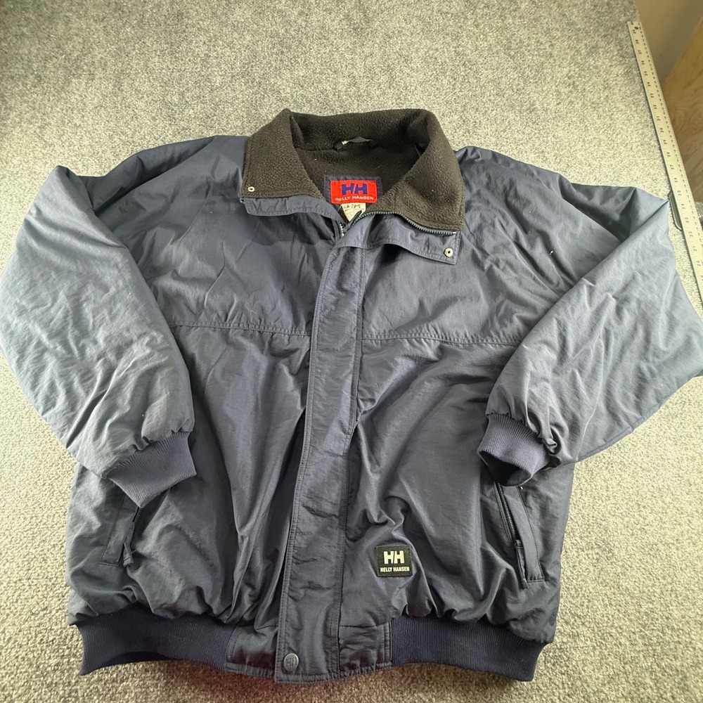 Helly Hansen Vintage Navy Blue Fleece Lined Bomber Jacket Mens XL Gorpcore 0669